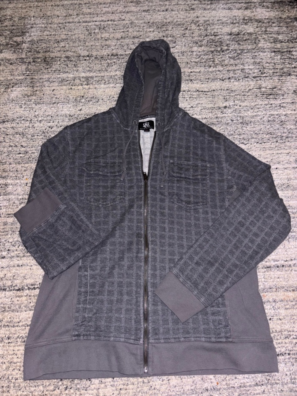 Rock & Republic Men's Charcoal Gray Zip Hoodie